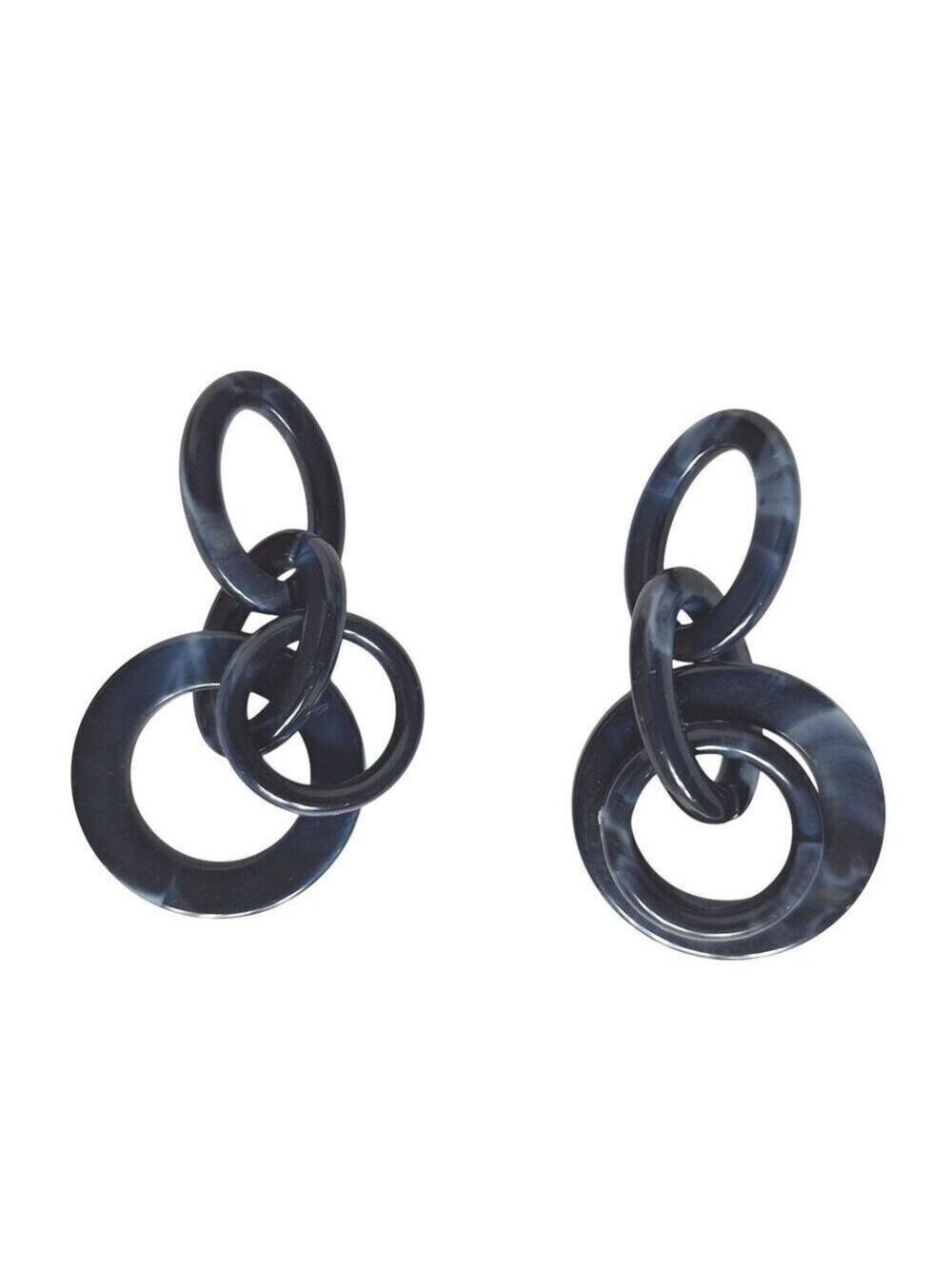 Blue Acrylic Marbled Hoop Earrings Statement Jewelry